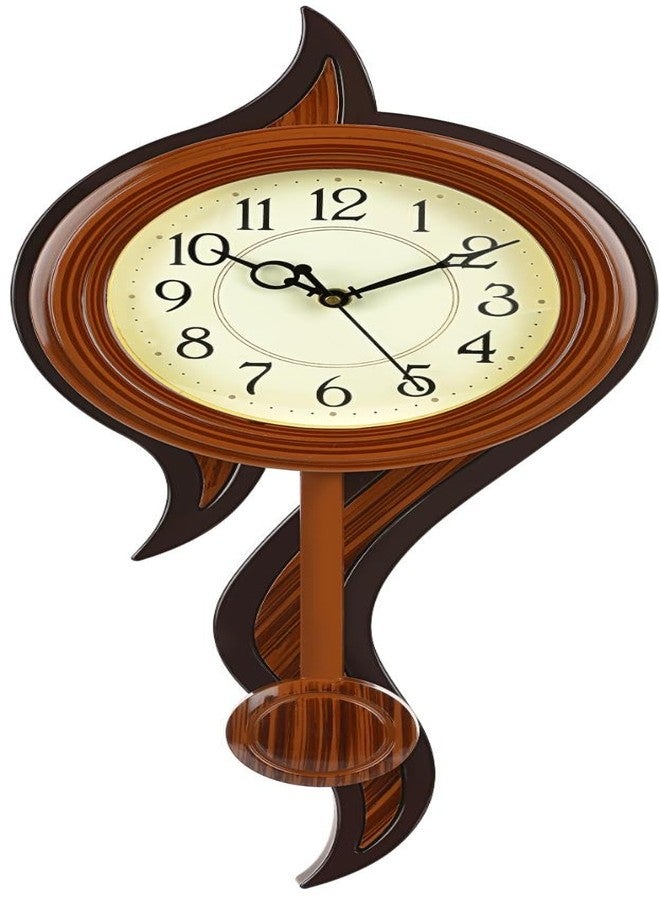 Harbour Analog Latest Stylish New Models Wall Clock with Pendulum for Home Living Room Hall Bedroom (Size Height 52 CM X Width 22 CM)- 131G (Silver) (Dark Brown) - Image 3